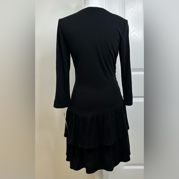 BLACK ABS by Allen Schwartz Tiered 3/4 Sleeve Dress size L - Picture 4 of 5